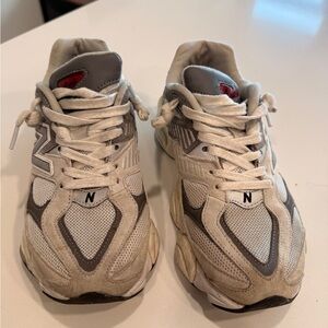 New Balance Cream and Gray Athletic Shoes